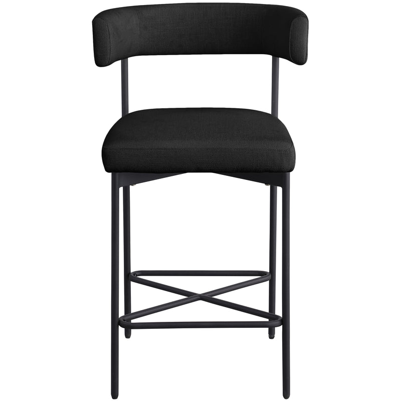 Meridian Rivage Black Durable Linen Textured Fabric Stool IMAGE 4