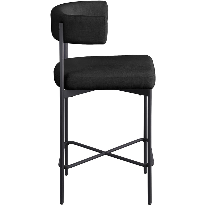 Meridian Rivage Black Durable Linen Textured Fabric Stool IMAGE 5