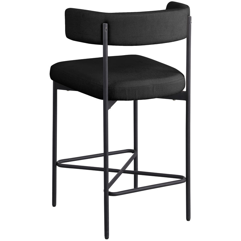 Meridian Rivage Black Durable Linen Textured Fabric Stool IMAGE 6