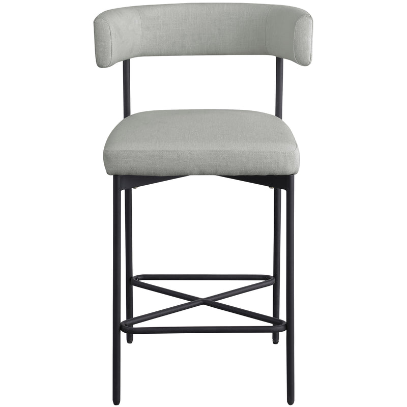 Meridian Rivage Light Grey Durable Linen Textured Fabric Stool IMAGE 4