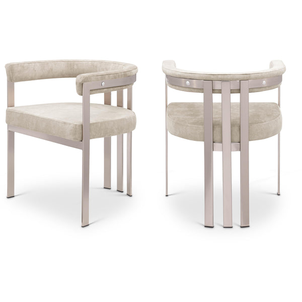 Meridian Marcello Beige Velvet Dining Chair IMAGE 1