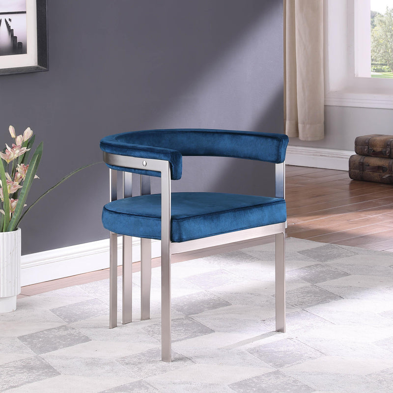 Meridian Marcello Navy Velvet Dining Chair IMAGE 2