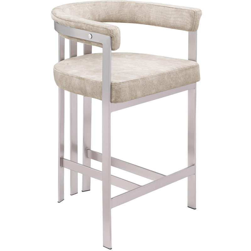 Meridian Marcello Beige Velvet Counter Stool IMAGE 4