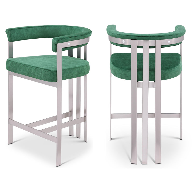 Meridian Marcello Green Velvet Counter Stool IMAGE 1