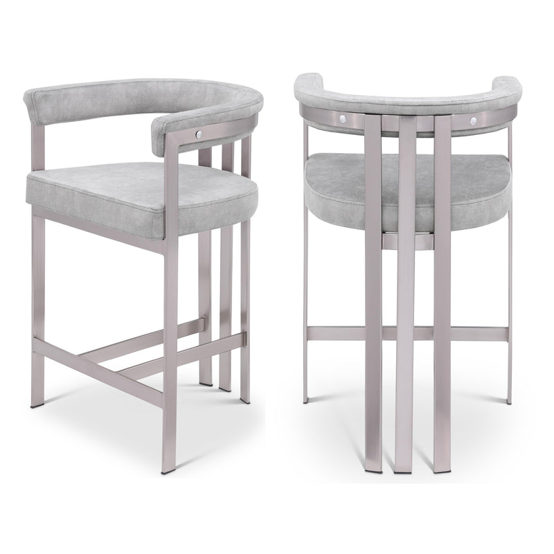 Meridian Marcello Grey Velvet Counter Stool IMAGE 1