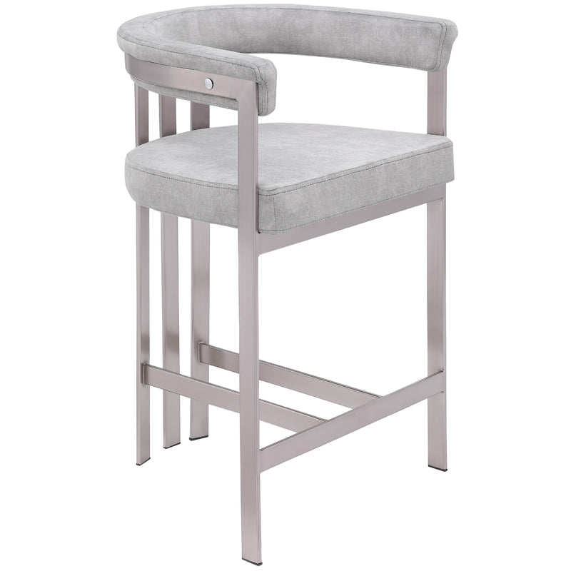 Meridian Marcello Grey Velvet Counter Stool IMAGE 4