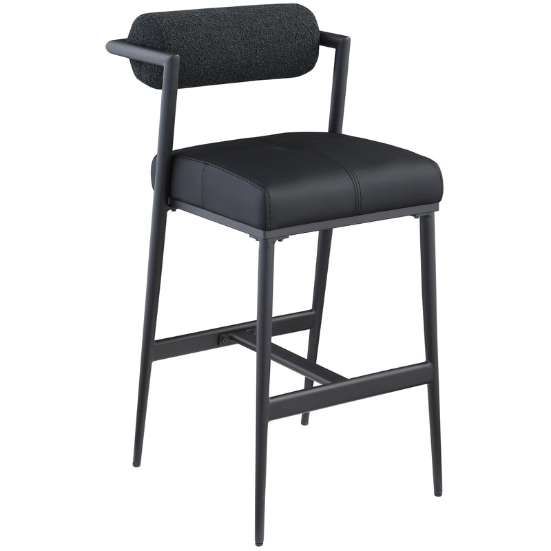 Meridian Stryker Black Boucle Fabric and Vegan Leather Stool IMAGE 3