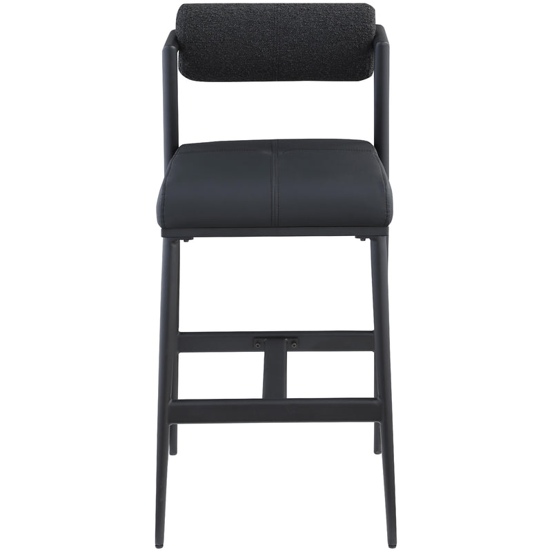 Meridian Stryker Black Boucle Fabric and Vegan Leather Stool IMAGE 4