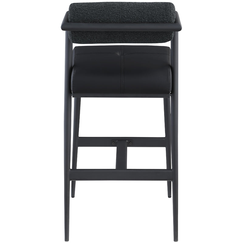 Meridian Stryker Black Boucle Fabric and Vegan Leather Stool IMAGE 5