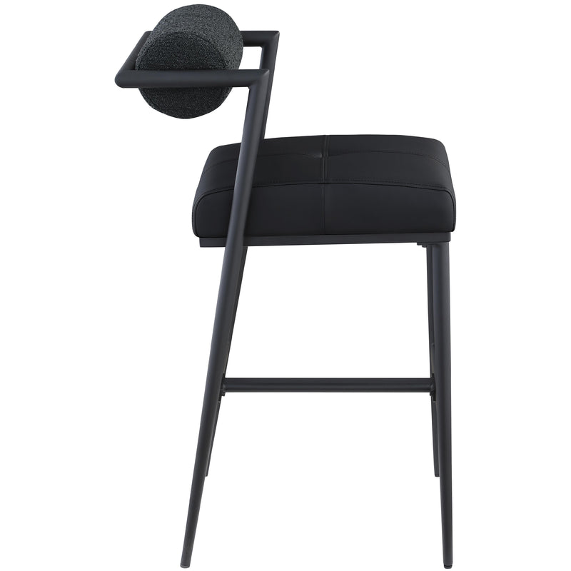 Meridian Stryker Black Boucle Fabric and Vegan Leather Stool IMAGE 6