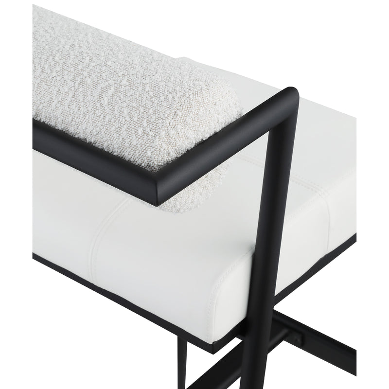 Meridian Stryker Cream Boucle Fabric and Vegan Leather Stool IMAGE 7