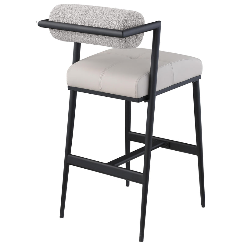 Meridian Stryker Taupe Boucle Fabric and Vegan Leather Stool IMAGE 2