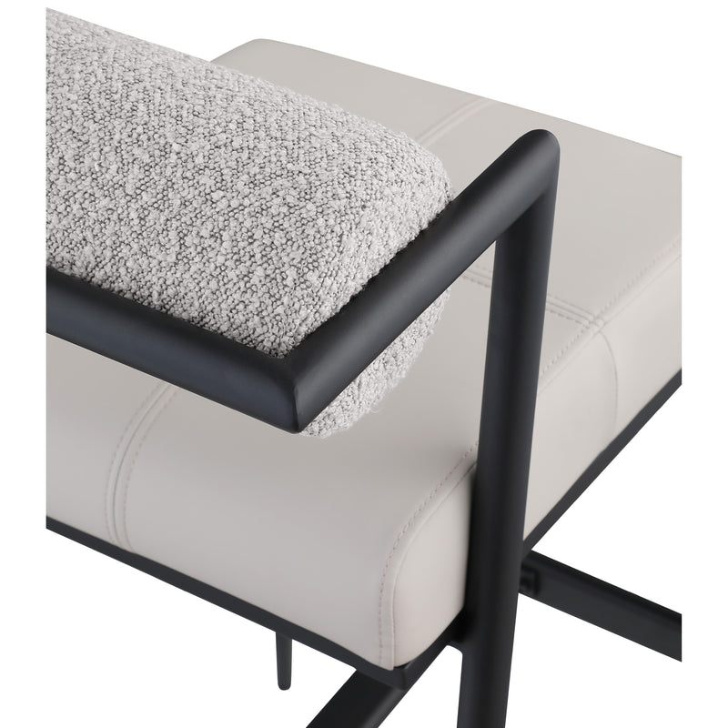 Meridian Stryker Taupe Boucle Fabric and Vegan Leather Stool IMAGE 7