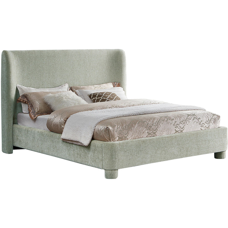 Meridian Penny Mint Green Chenille Fabric Queen Bed IMAGE 10