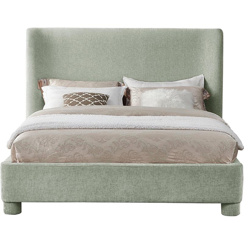 Meridian Penny Mint Green Chenille Fabric Queen Bed IMAGE 3