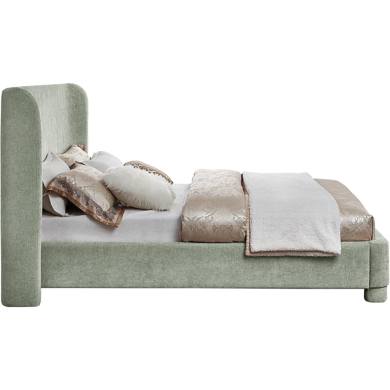 Meridian Penny Mint Green Chenille Fabric Queen Bed IMAGE 5