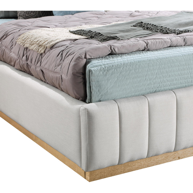 Meridian Lucia Cream Linen Textured Fabric Queen Bed IMAGE 6