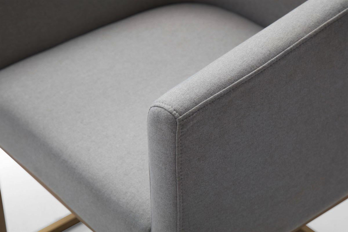 Modrest Yukon - Modern Medium Grey Fabric & Antique Brass Dining Chair