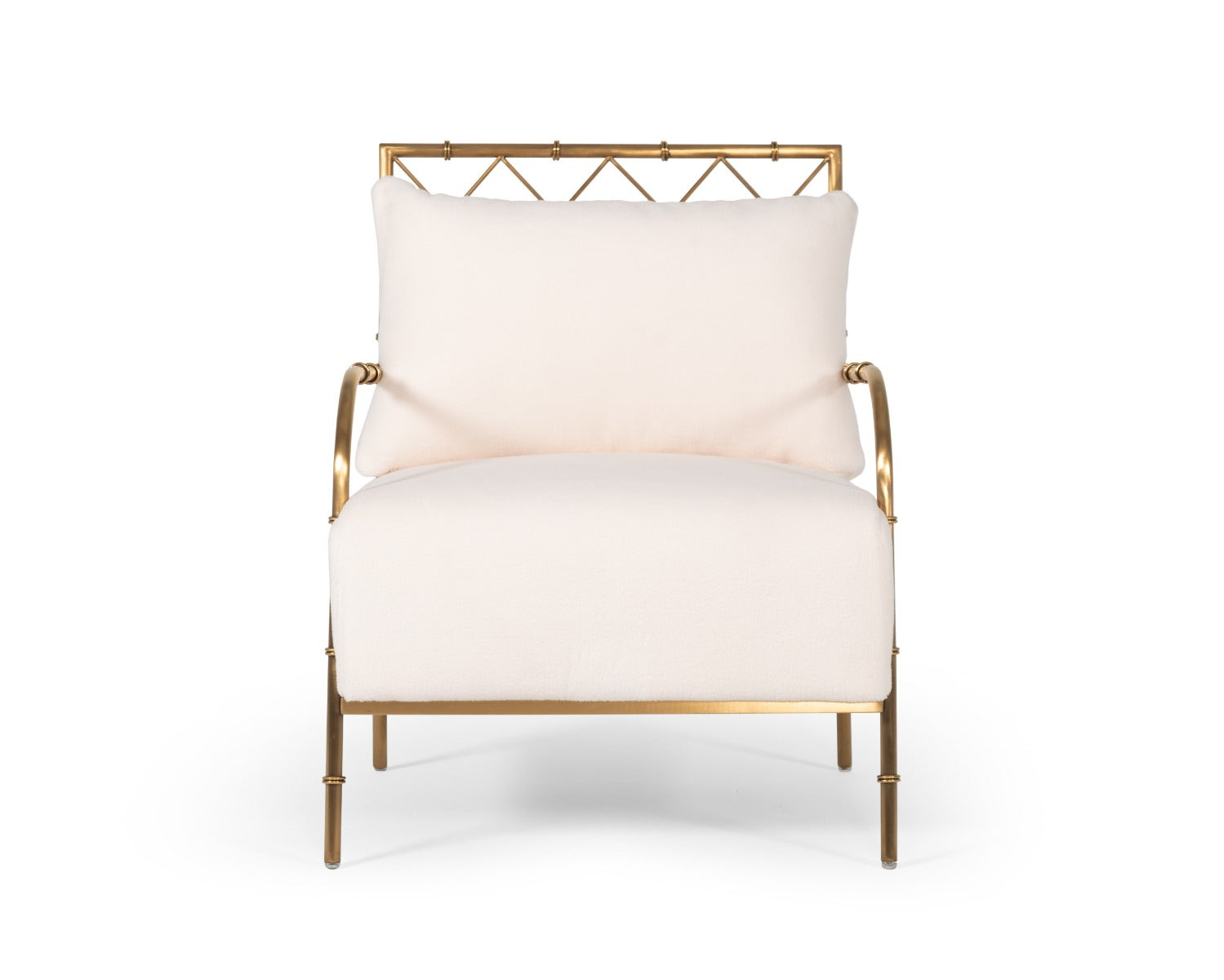 Divani Casa Ignacio - Glam White Velvet & Gold Accent Chair