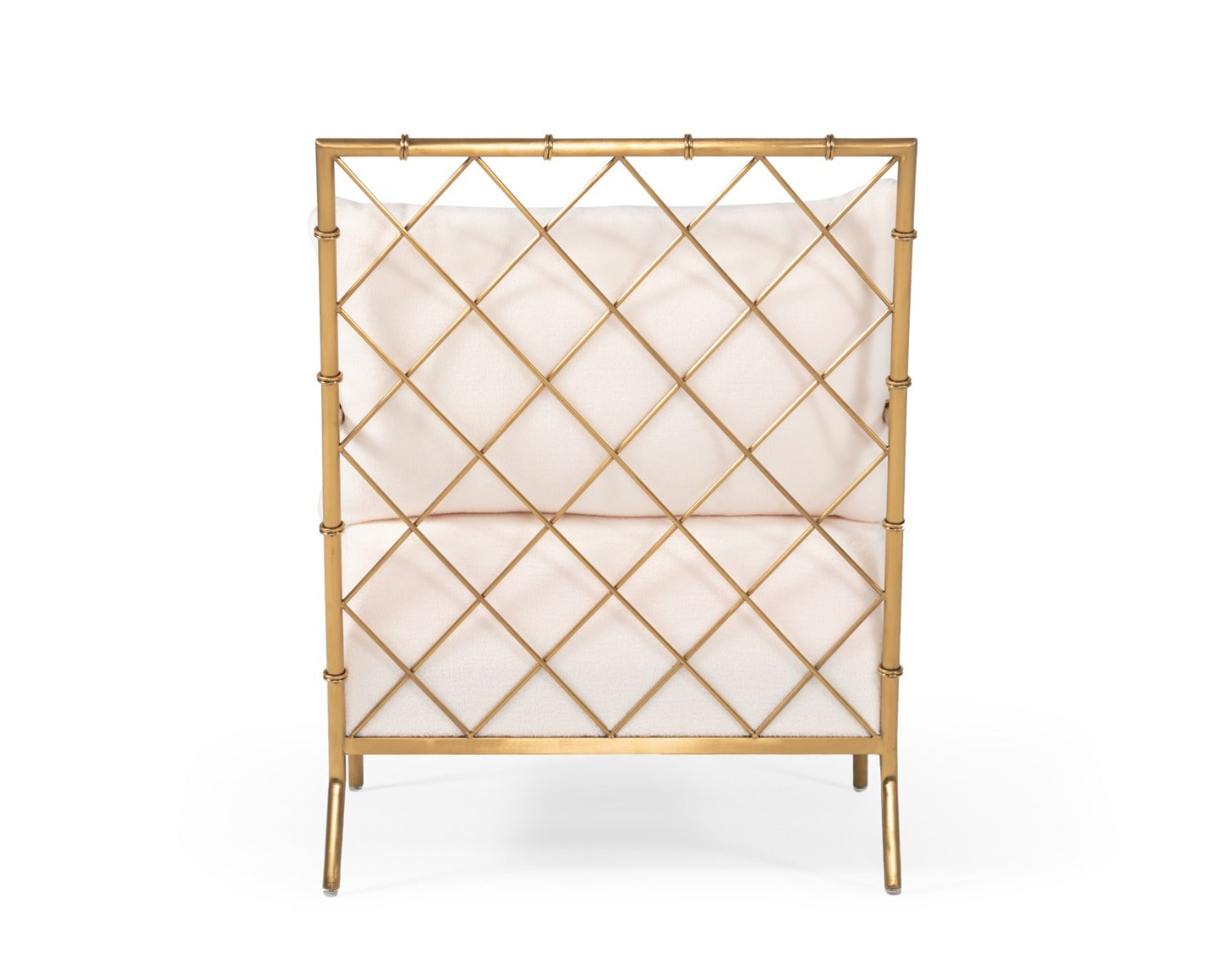 Divani Casa Ignacio - Glam White Velvet & Gold Accent Chair