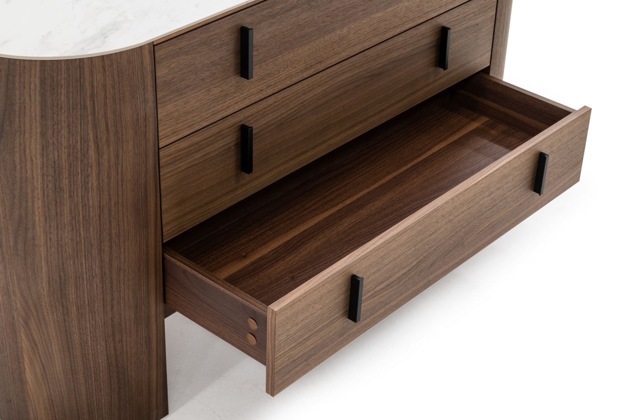 Modrest Chelton - Contemporary White Ceramic & Walnut Dresser