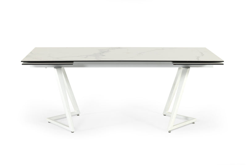 Modrest Farrell - Modern White Ceramic Extendable Dining Table