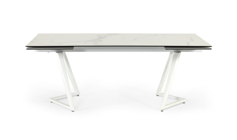 Modrest Farrell - Modern White Ceramic Extendable Dining Table