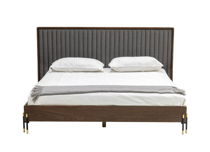 Nova Domus Metcalf - Mid-Century Walnut & Grey Bed