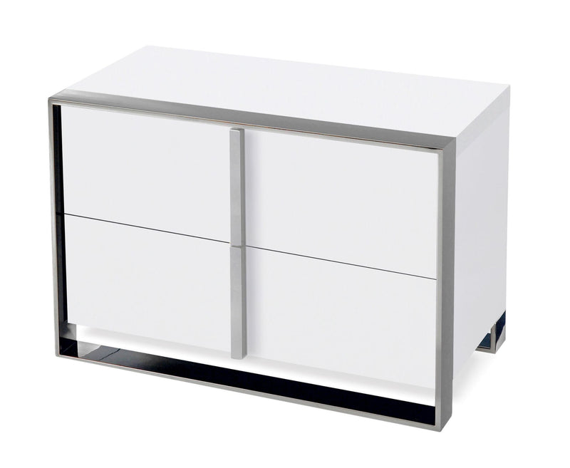 Nova Domus Francois - Modern White & Stainless Steel Nightstand
