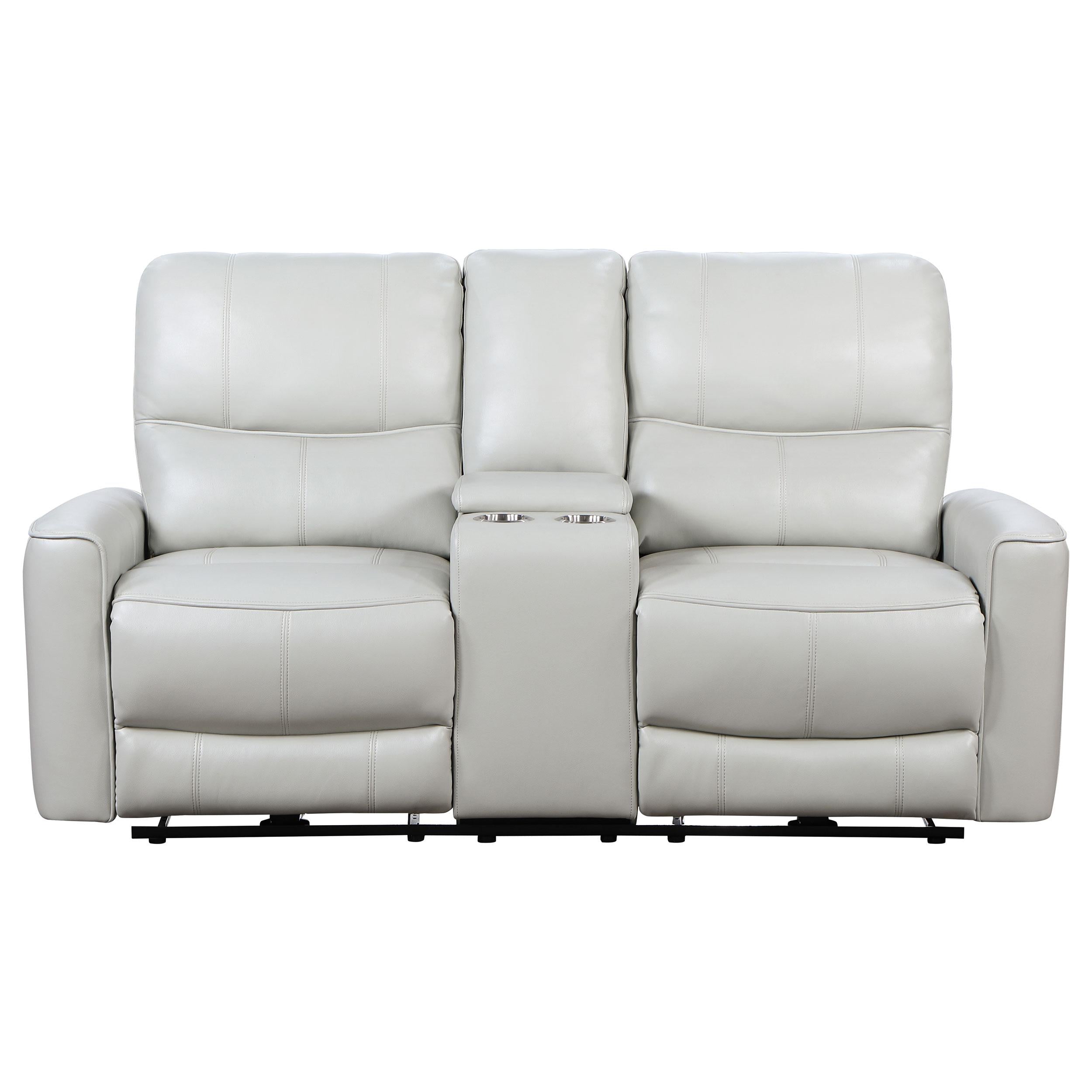 Coaster Furniture Greenfield Power Reclining Leather Match Loveseat with Console 610262P IMAGE 4