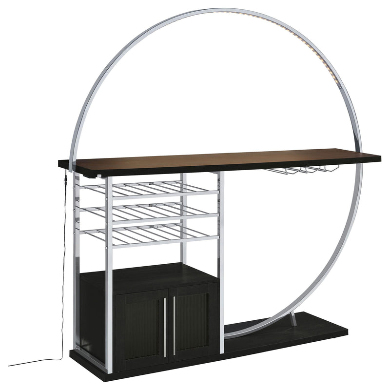 Coaster Furniture Risley 182799 2-Door Circular LED Home Bar with Wine Storage - Dark Charcoal IMAGE 10