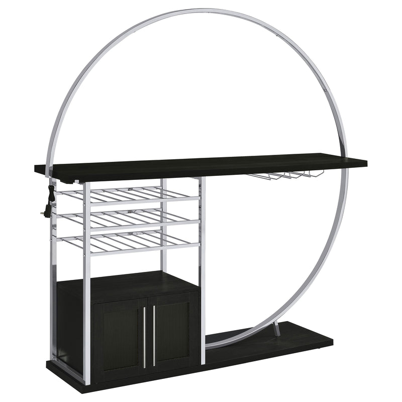 Coaster Furniture Risley 182799 2-Door Circular LED Home Bar with Wine Storage - Dark Charcoal IMAGE 1