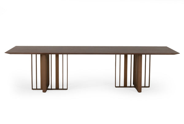 Modrest Livia - Modern Wenge & Gold Stainless Steel Dining Table