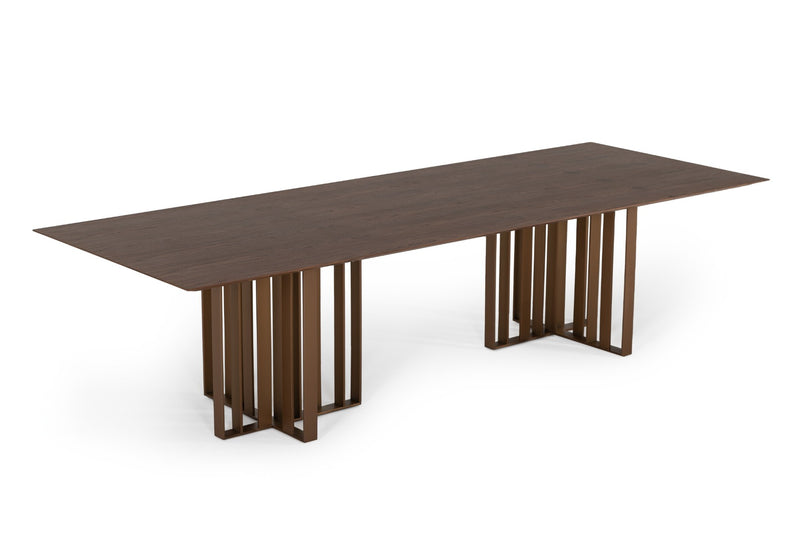 Modrest Livia - Modern Wenge & Gold Stainless Steel Dining Table