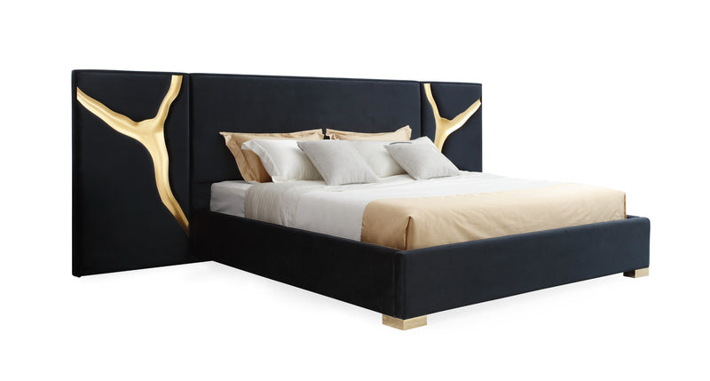 Modrest Aspen - Glam Black Velvet & Gold Bed