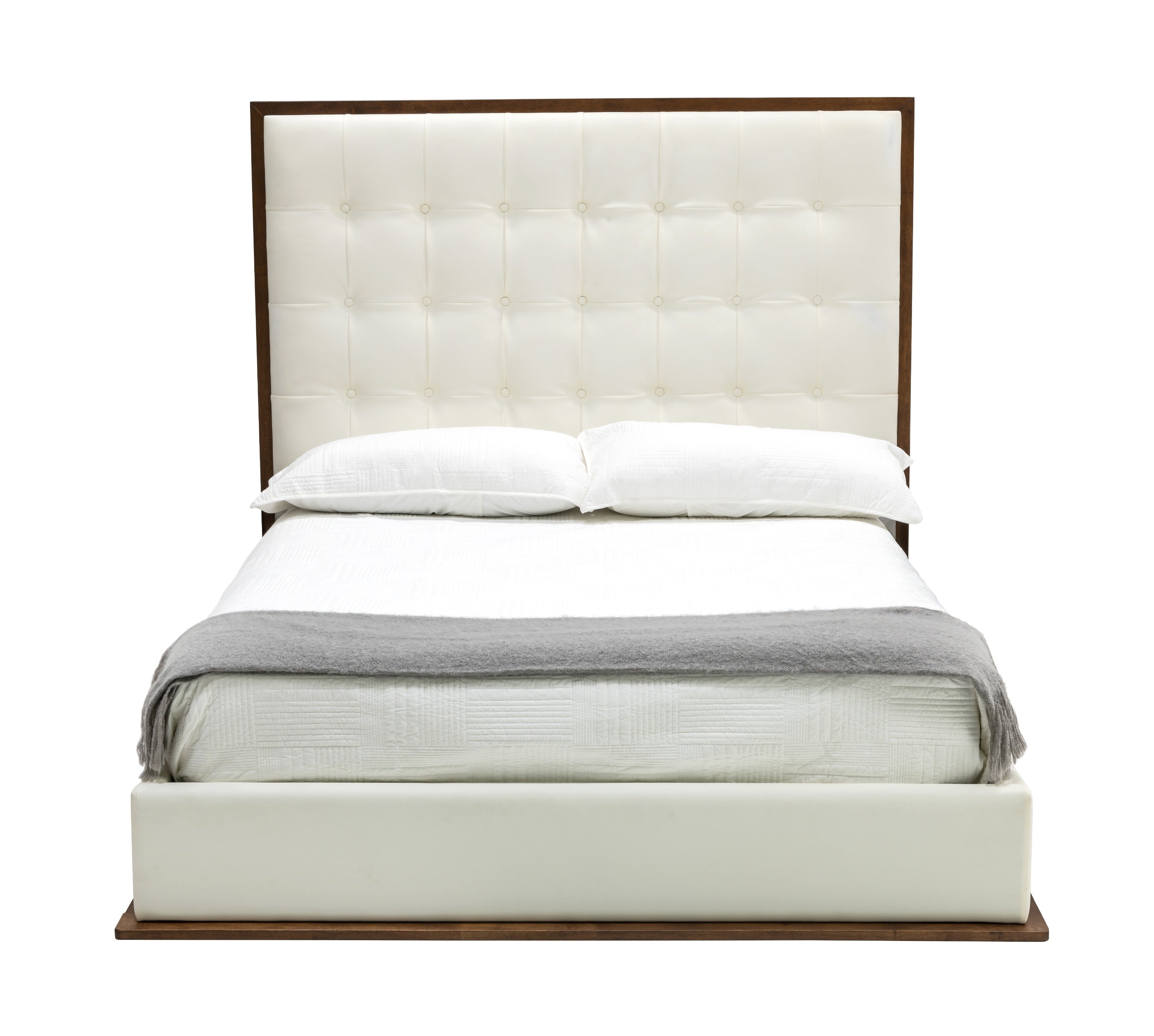 Modrest Amberlie - White Vegan Leather & Walnut Bed