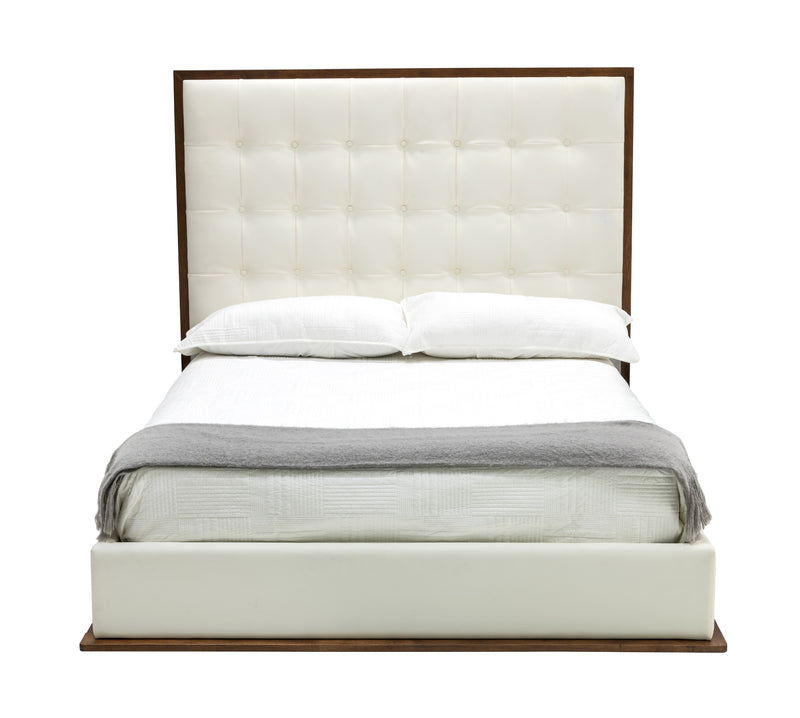 Modrest Amberlie - White Vegan Leather & Walnut Bed