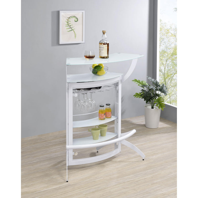 Coaster Furniture Dallas 182136 2-shelf Home Bar - White/Frosted Glass IMAGE 2