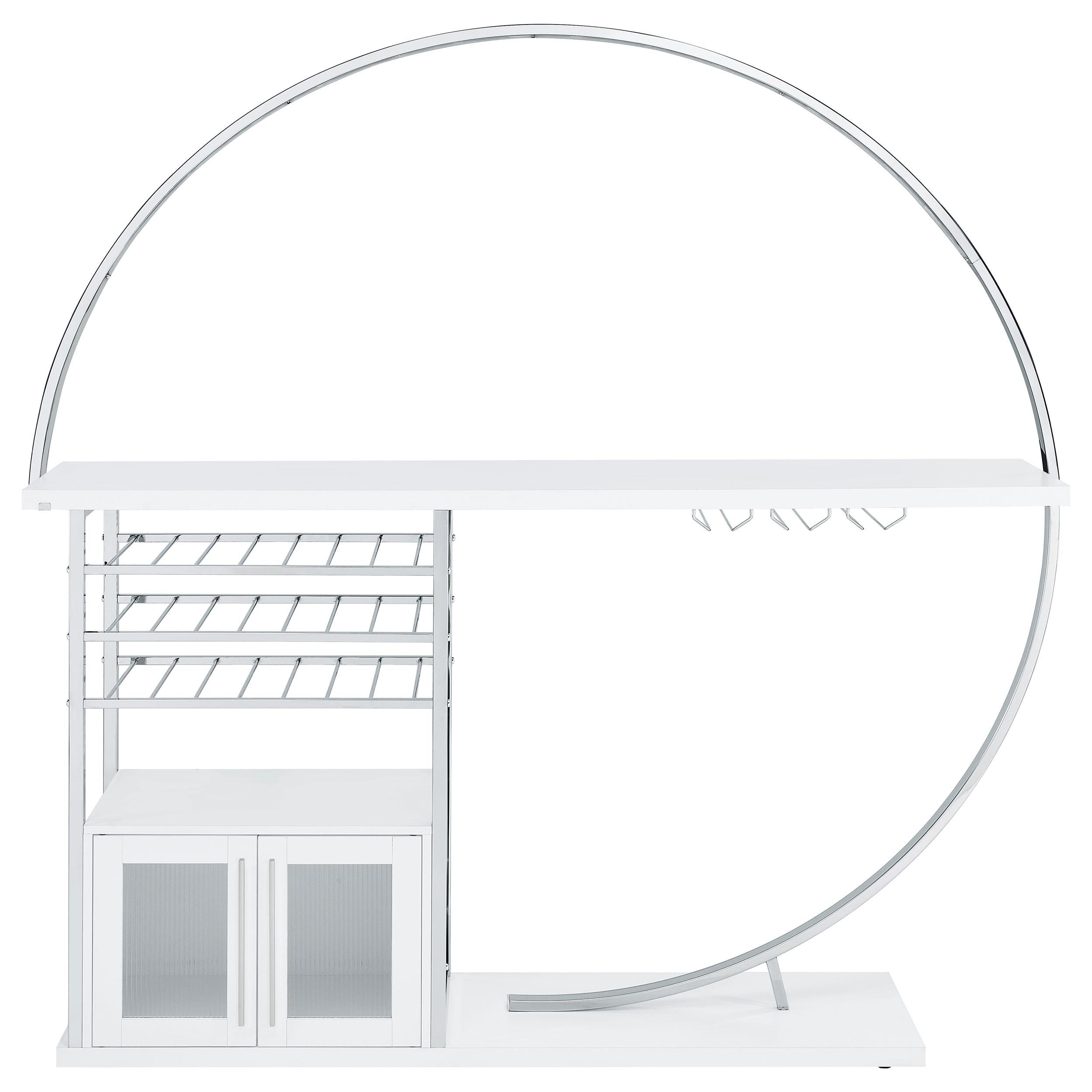 Coaster Furniture Risley 182798 2-Door Circular LED Home Bar with Wine Storage - White High Gloss IMAGE 13