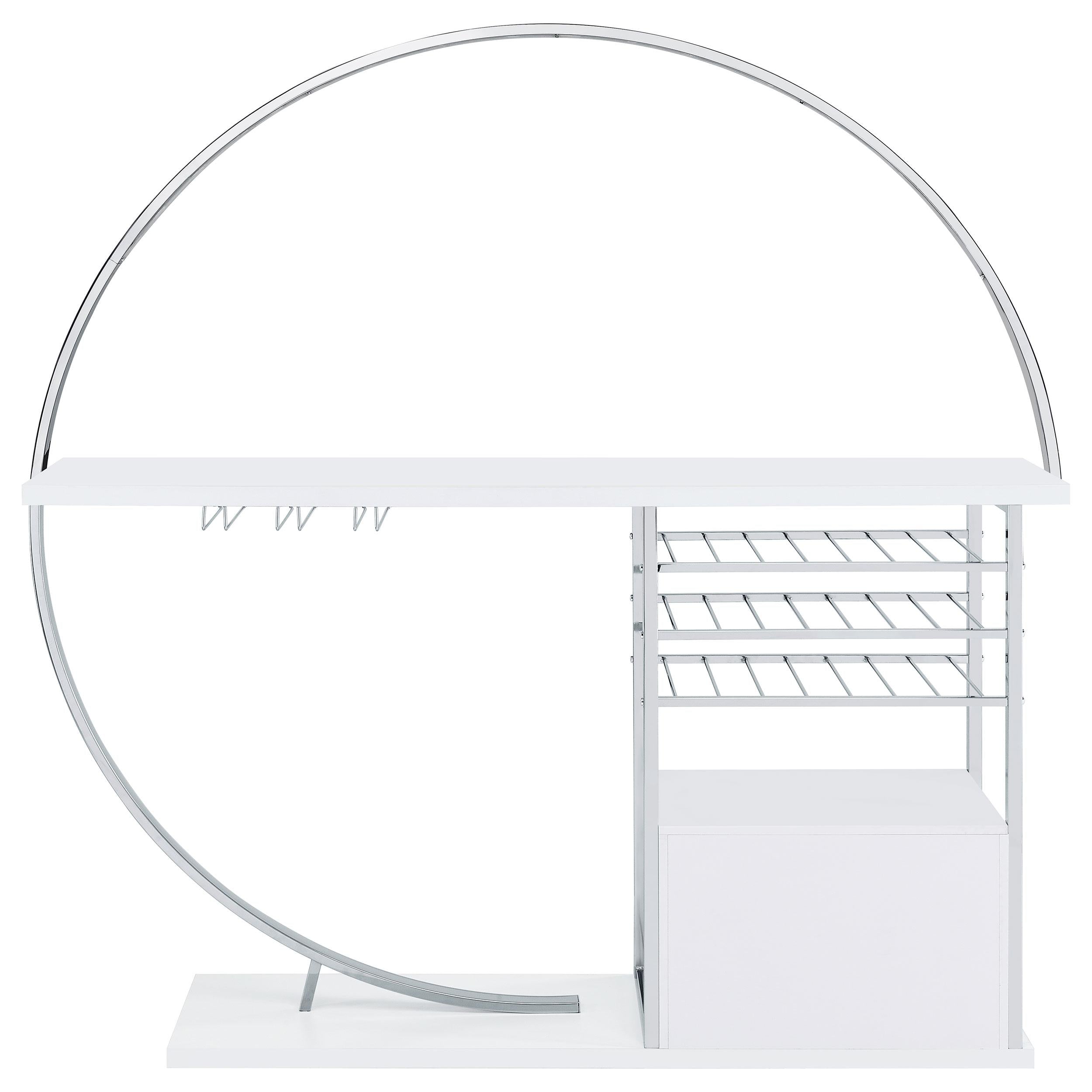 Coaster Furniture Risley 182798 2-Door Circular LED Home Bar with Wine Storage - White High Gloss IMAGE 16