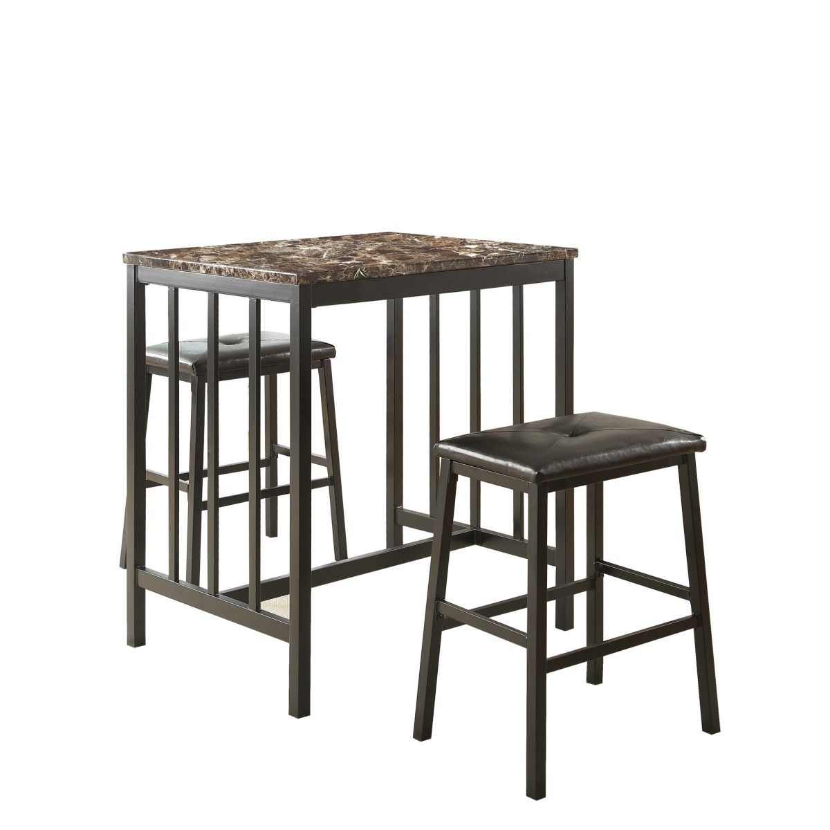Edgar - 3 Piece Counter Height Set - Black / Brown