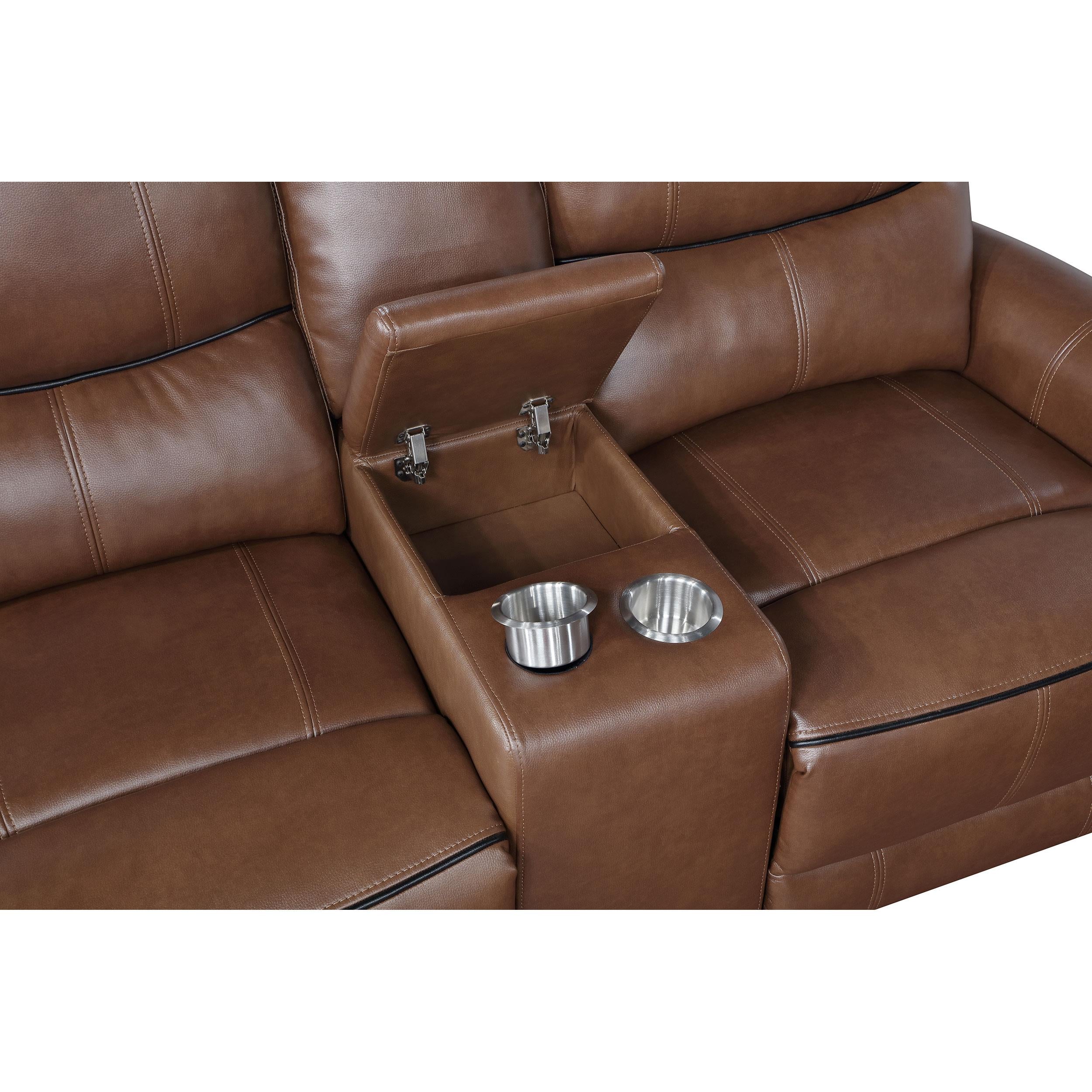 Diamond Modern Furniture COA Greenfield Power Reclining Leatherette Loveseat with Console 610265P IMAGE 11