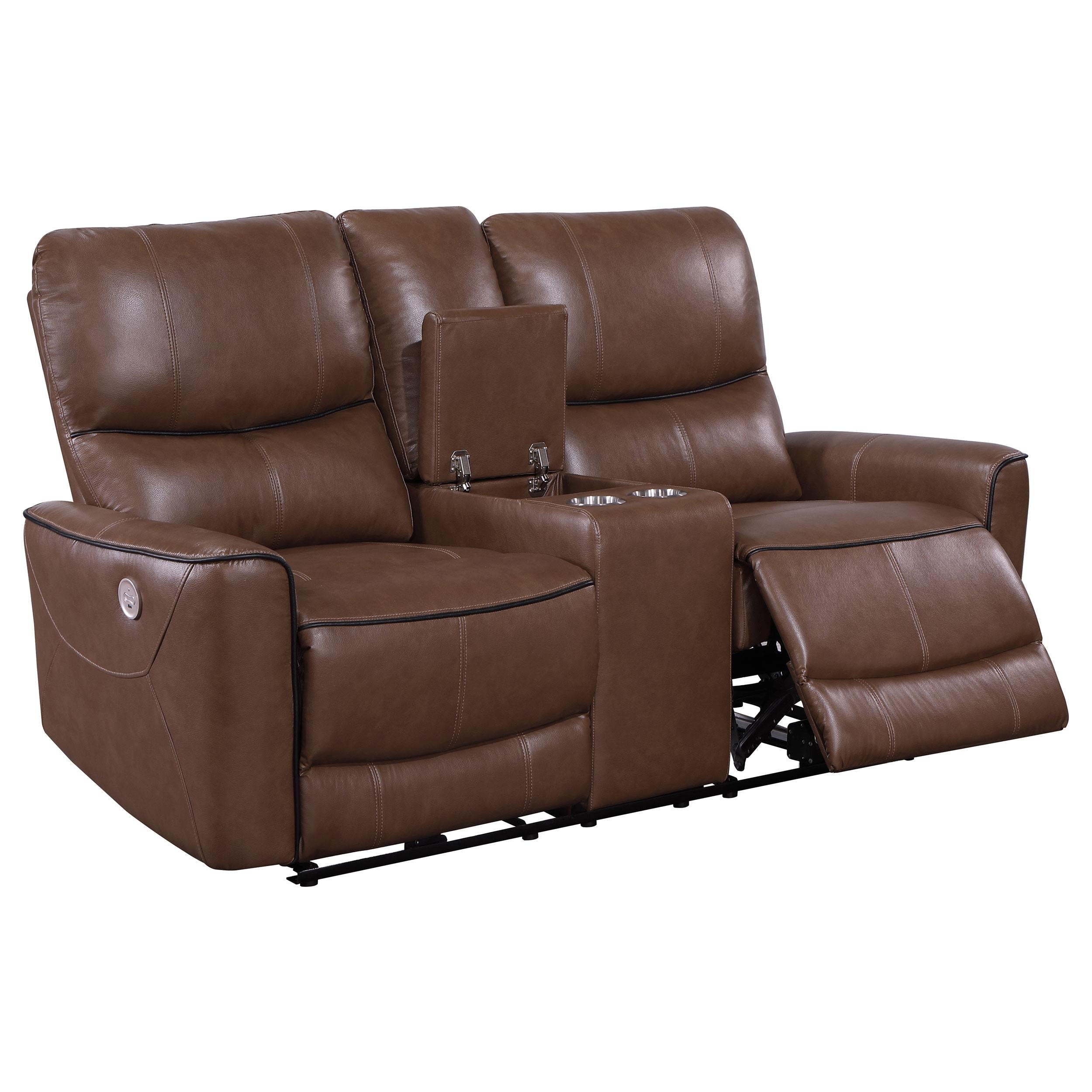 Diamond Modern Furniture COA Greenfield Power Reclining Leatherette Loveseat with Console 610265P IMAGE 2