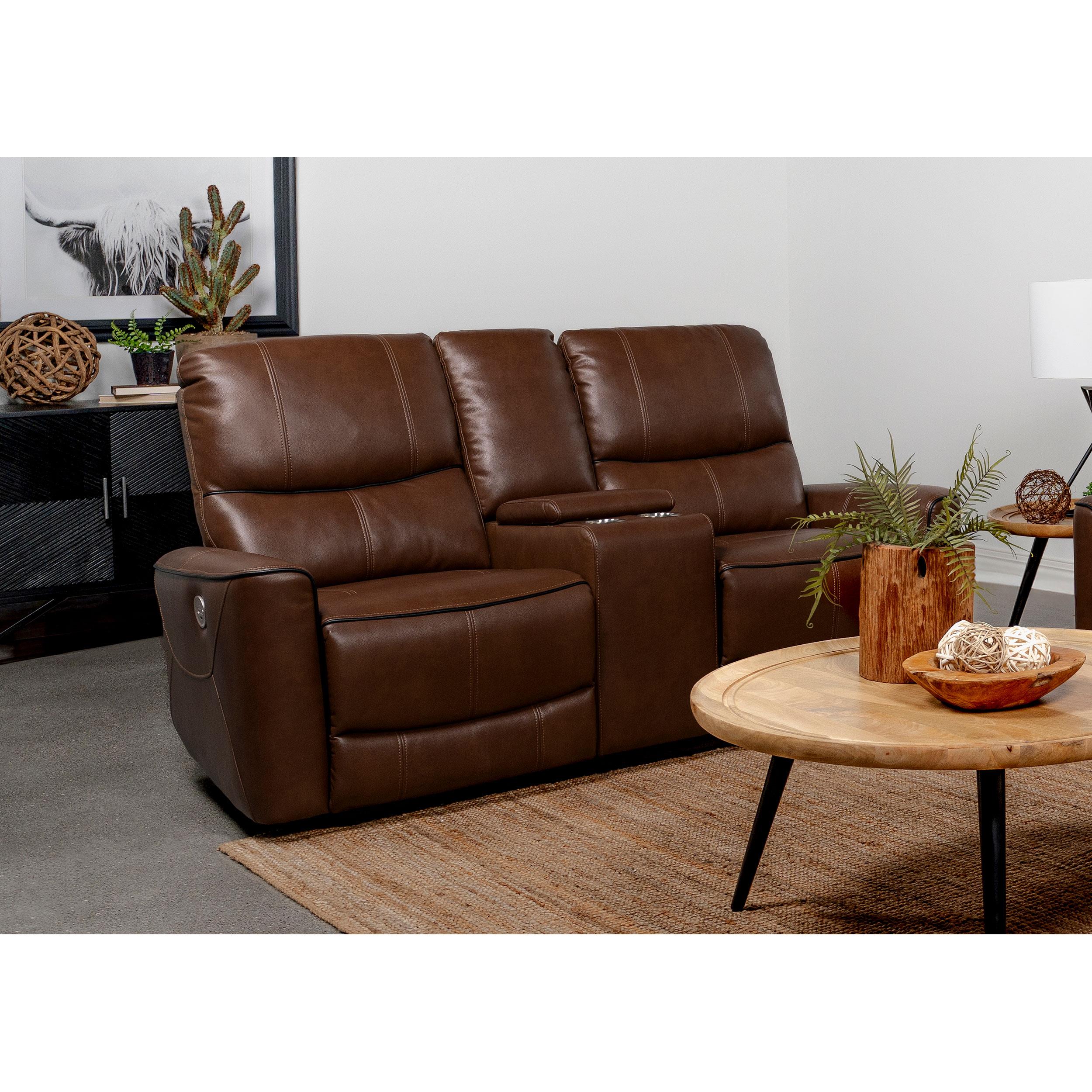 Diamond Modern Furniture COA Greenfield Power Reclining Leatherette Loveseat with Console 610265P IMAGE 7