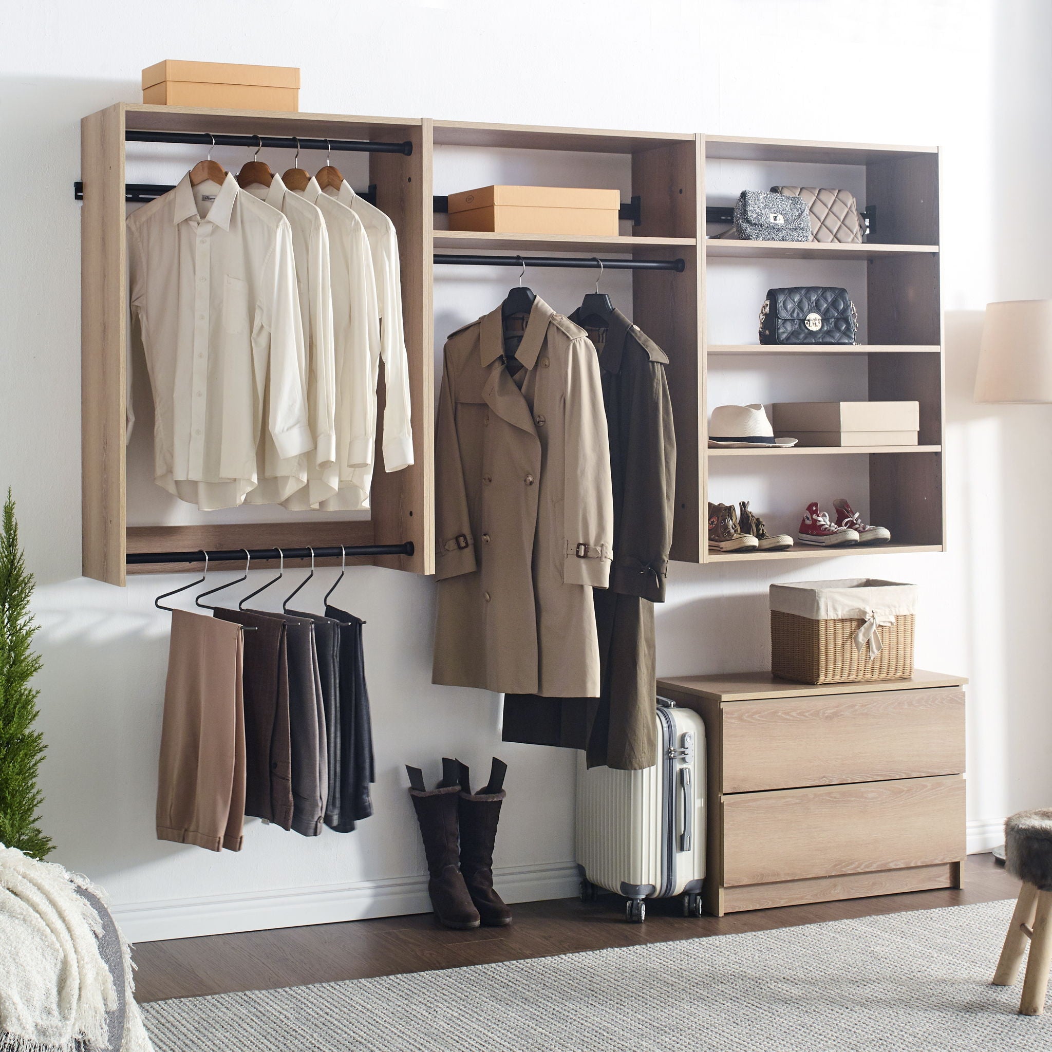 Devi - Wall Mounted Wood Closet System