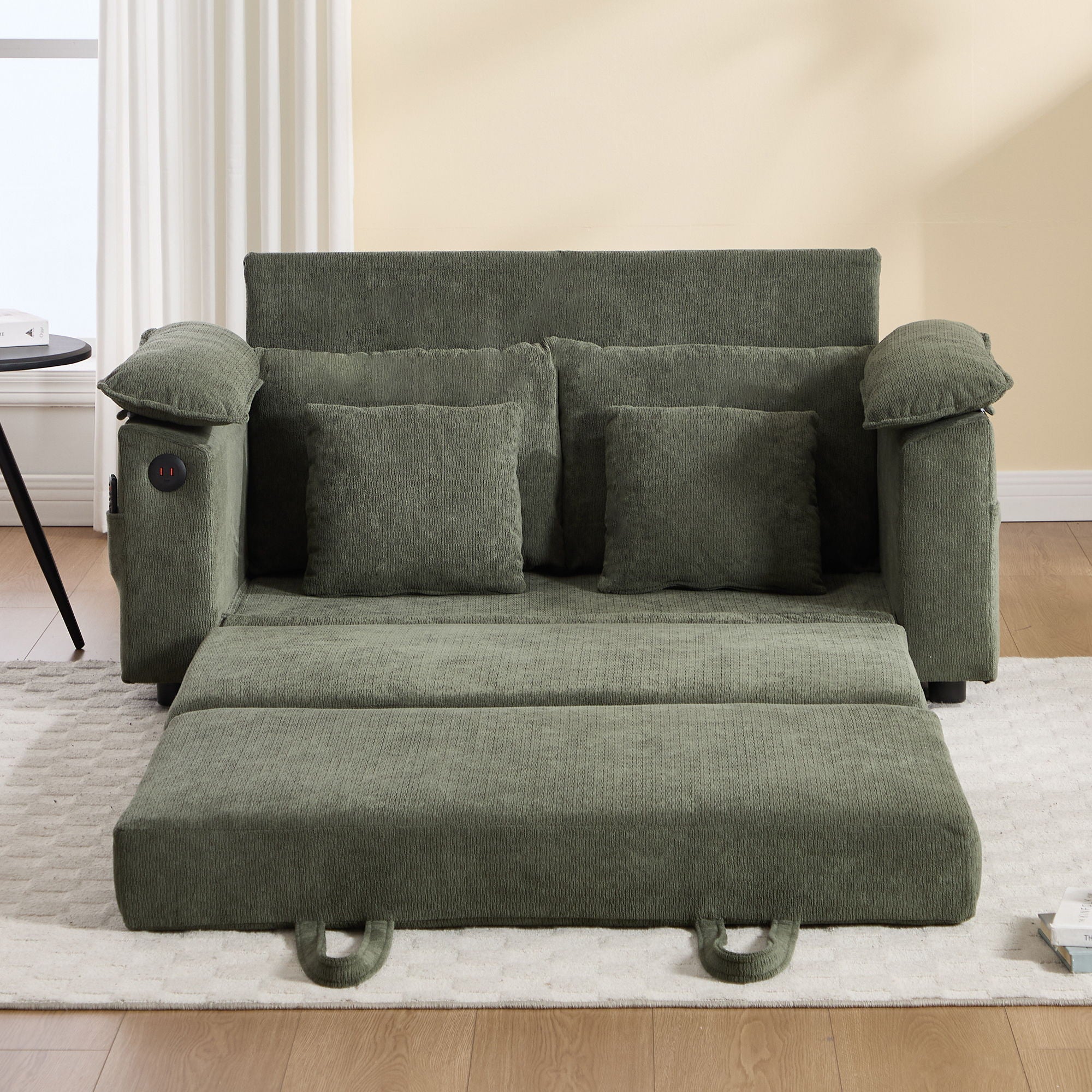 Upholstered Futon Convertible Floor Sofa Bed