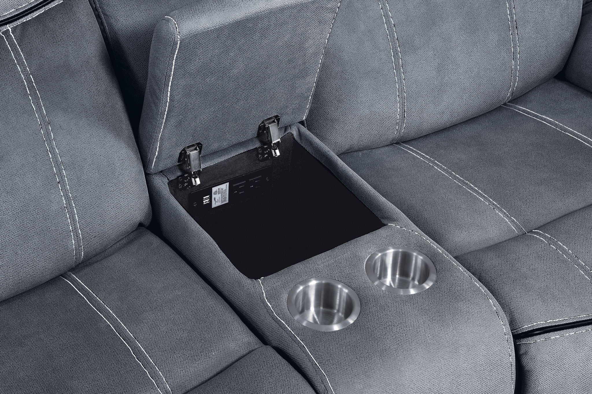 Zubaida - Two Tone Recliner Loveseat With USB Port Console