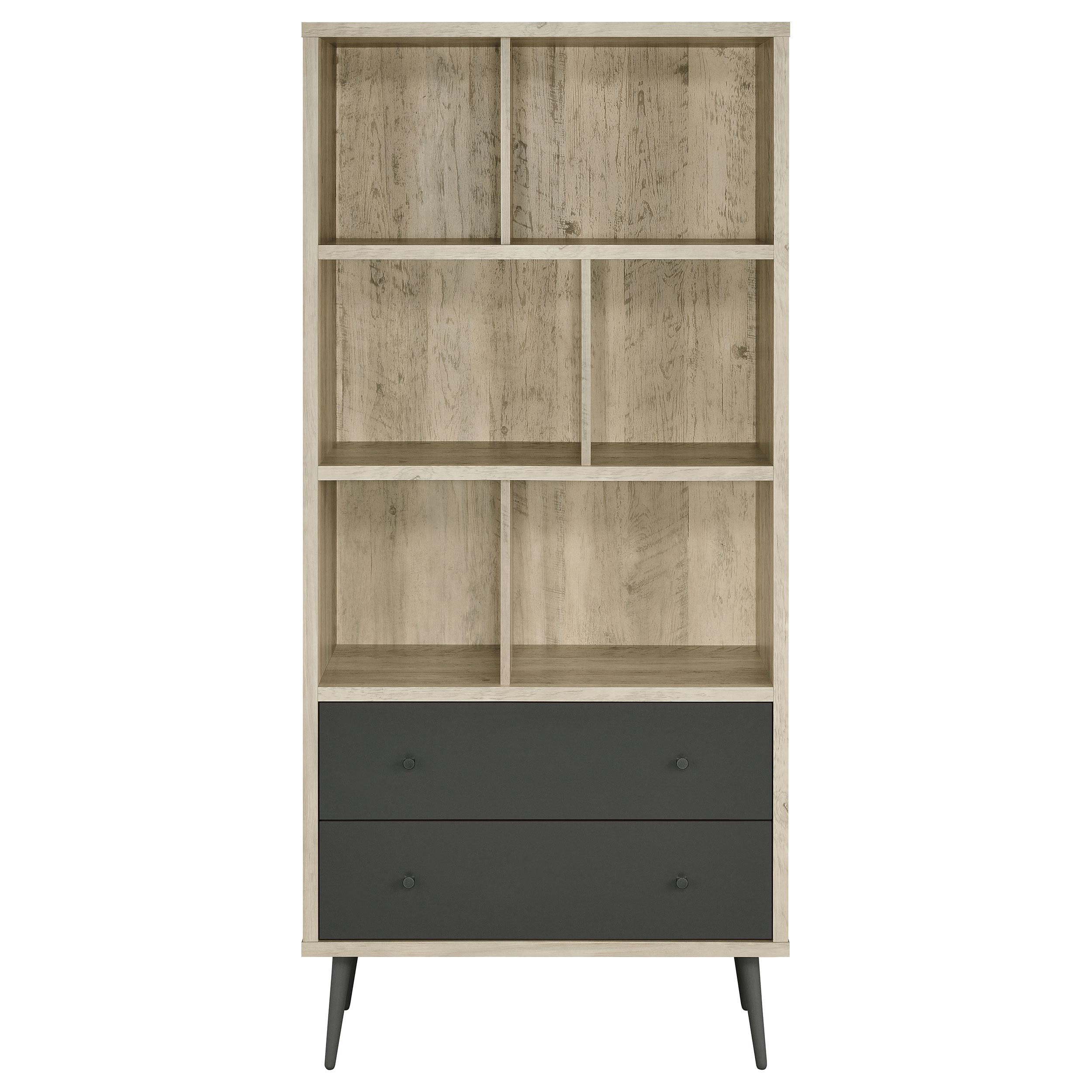 Coaster Furniture Maeve 801923 3-Shelf Engineered Wood Bookcase with Drawers - Antique Pine/Grey IMAGE 4