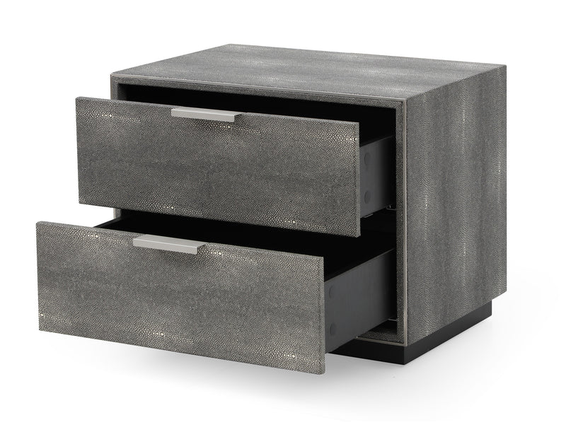 Modrest Dynasty - Modern Shagreen Two Drawer Nightstand