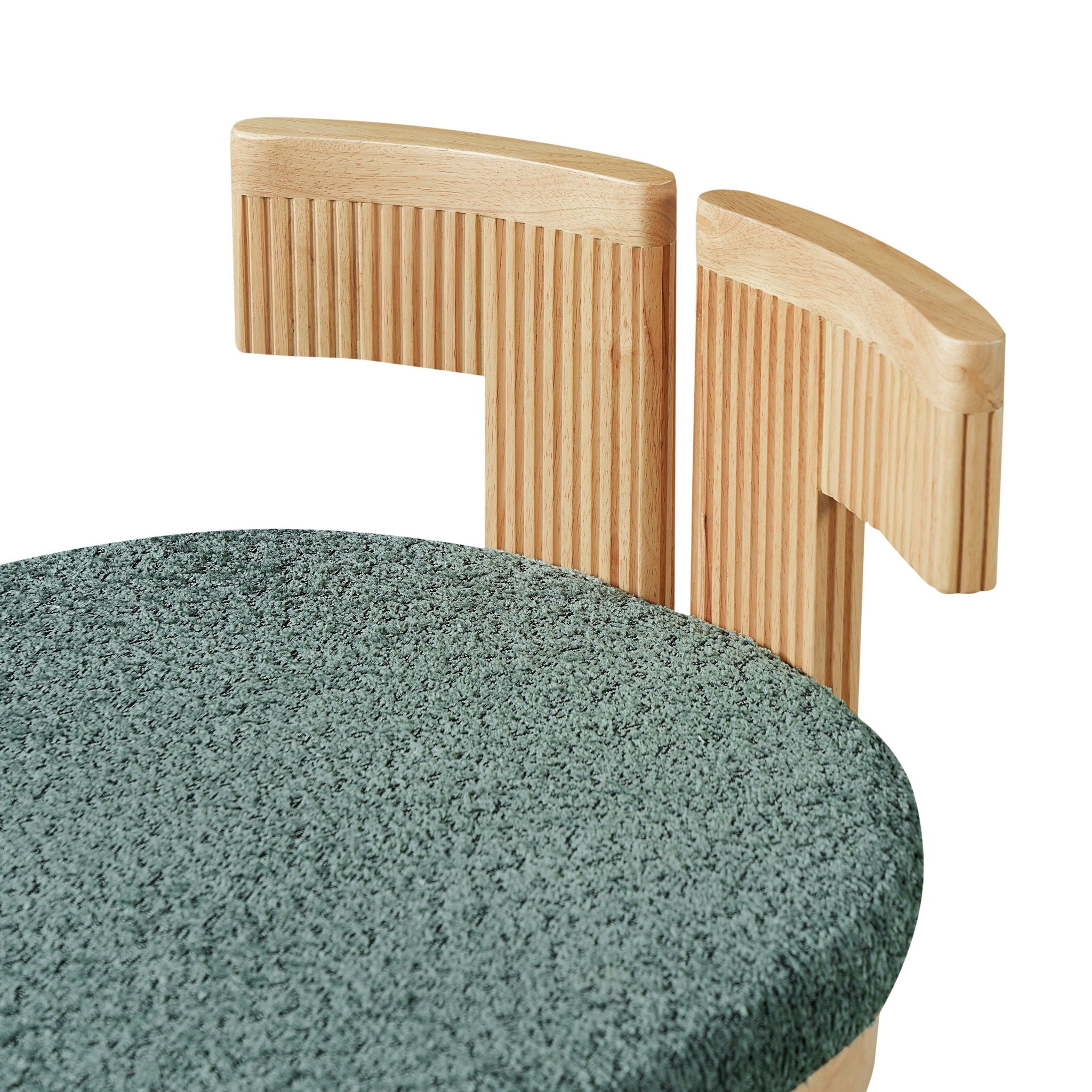 5 Piece Indoor Dining Set With Fluted Table Upholstered Chairs - Green / Natural